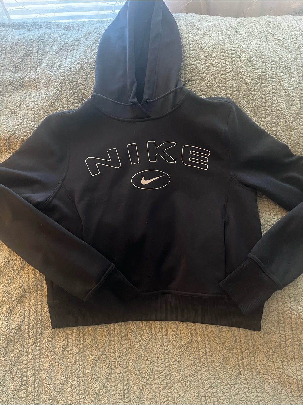 Nike Black Hoodie with White Outlined NIKE Logo